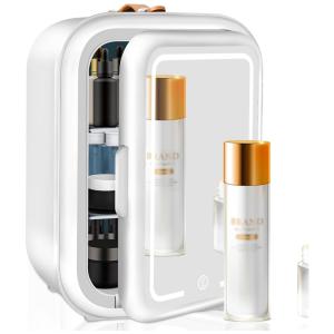 COOSEON Mini Geladeira para Skincare 7 Litros com Espelho, 110V, 12V, Branca