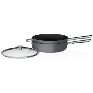 Conjunto de Panelas Antiaderente 3 Peças em Aço Anodizado, Ninja C53300, Cinza