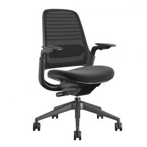 Cadeira de Escritório Ergonômica Giratória e Ajustável, STEELCASE 435A00 5T21 5S26 6205 4ARM LUM CC, Preto