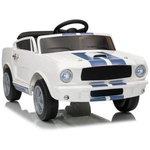Carro Elétrico Infantil 12V INFANS Shelby Licenciado, Controle Remoto, Bluetooth, Suspensão, Cinto de Segurança, 3 Velocidades, Branco