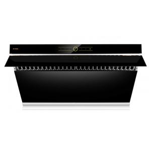 Coifa de parede ou embutir 91cm FOTILE preta vidro temperado inclinado dupla sucção motor duplo LED comando por toque 110V