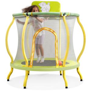 Trampolim Infantil Merax 48 com Rede de Segurança e Cesta de Basquete Diversão Garantida para as Crianças