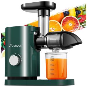 Espremedor de Frutas com Função Reversa, Motor Silencioso e Fácil de Limpar, 110V 150W, AAOBOSI, Verde
