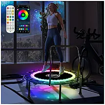 LFSMVT Mini trampolim infantil LED com alça de segurança, trampolim pequeno para crianças de 36 polegadas com APP de luzes