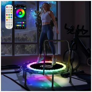 LFSMVT Mini trampolim infantil LED com alça de segurança, trampolim pequeno para crianças de 36 polegadas com APP de luzes