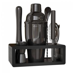 Kit Bn Profissional 6 Peças em Aço Inoxidável com Suporte e Livro de Receitas, Cor, HIGHBALL CHASER, Preto