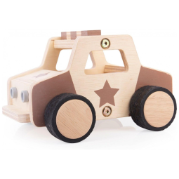 Veículo de madeira Guidecraft Wooden Police Car para brincadeiras de faz de conta e complemento de cantos de blocos