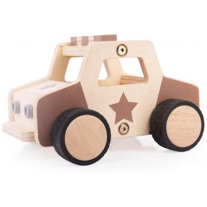 Veículo de madeira Guidecraft Wooden Police Car para brincadeiras de faz de conta e complemento de cantos de blocos