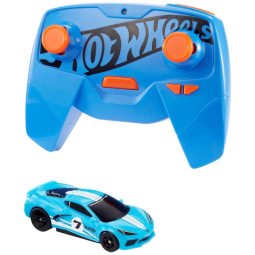 Carro de controle Remoto Infantil C8 Corvette, Escala 1:64 com Adaptador de Pista, para Crianças Acima de 6 Anos, Hot Wheels