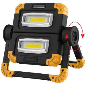 Lanterna Luz de Trabalho LED Portátil Dobrável Recarregável 2000 Lúmens, EEFOW SQUAE2, Amarelo