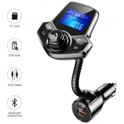 Adaptador Transmissor Veicular Bluetooth AUX, AINOPE HY 91, Preto