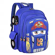 Mochila Escolar Infantil 33cm QWZY Carros para Meninos, Azul
