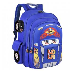 Mochila Escolar Infantil 33cm QWZY Carros para Meninos, Azul