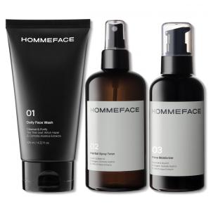 Kit Skincare Facial para Homens com 3 Passos, HOMMEFACE, Preto