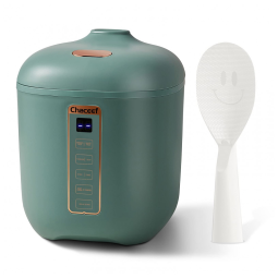 Panela de Arroz Mini CHACEEF 1,2L, 2 Copos de Arroz Cru, Portátil e Antiaderente, Função Timer de 24 Horas e Manter Aquecido, Verde
