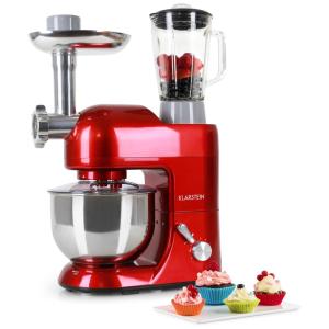 KLARSTEIN Batedeira Multifunções 650W 5L 6 Velocidades Ajustável Vermelho 110V