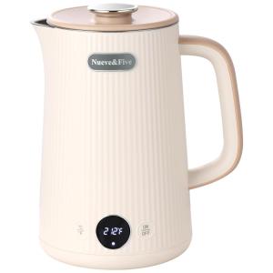 Chaleira Elétrica 1,7L com Display Digital de Temperatura, Desligamento Automático e Parede Dupla, 110V 1200W, Nueve Five EK9501W, Branco