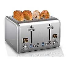 Torradeira Elétrica SEEDEEM 4 Fatias, 7 Níveis de Tostagem, 1800W, 110V, Aço Inoxidável Prateado