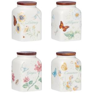 Conjunto de 4 Potes de Especiarias 177 mL, Lenox Butterfly Meadow, Branco