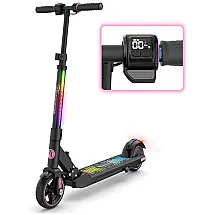 Patinete Elétrico para Crianças de 6 a 12 anos com Display de LED, Peso Max 60kg, EVERCROSS EV06C, Preto e Rosa