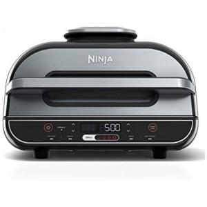 Churrasqueira Grill Elétrica 5 em 1 com Controle de Temperatura e Painel de LED, 110V 1500W, Ninja BG500A, Preta