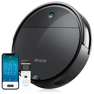 2NICE Aspirador de Pó Robô 1800Pa, com Controle Remoto, Voz e Wi Fi, Recarregável, Preto