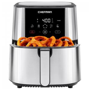 Fritadeira sem Óleo Digital 7,5L Chefman TurboFry Touch, Inox, Painel Touch, 1700W, Cesto Removível Antiaderente, 4 Funções Pré-definidas
