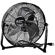 Ventilador de Piso Comfort Zone 30,48 cm Preto, 3 Velocidades, Inclinação Ajustável 180°, Construção Metálica, Lâminas de Alumínio