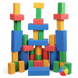Kids Jumbo Cardboard Building Blocks – 40 Tijolos em 3 Tamanhos com Spinner e Cartões de Atividade, Brinquedo Educativo STEM