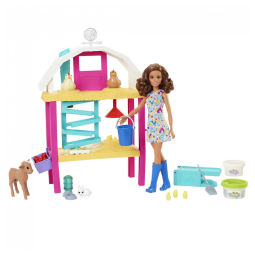 Boneca Barbie Fazendeira com 10 Acessórios para Animais de Fazenda