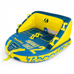 Boia Rebocável para 1 a 2 Pessoas com Costura de Nylon Reforçada e Acolchoamento em EVA, Paradise Water Sports, Azul e Amarelo