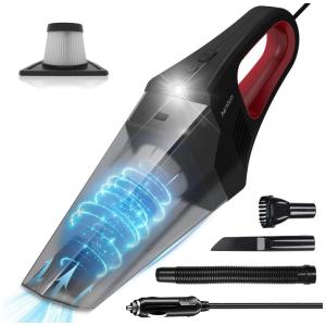 Aspirador de Pó Automotivo Portátil 12V Portátil e Recarregável com Acessórios, HANTUN H15 Corded, Preto