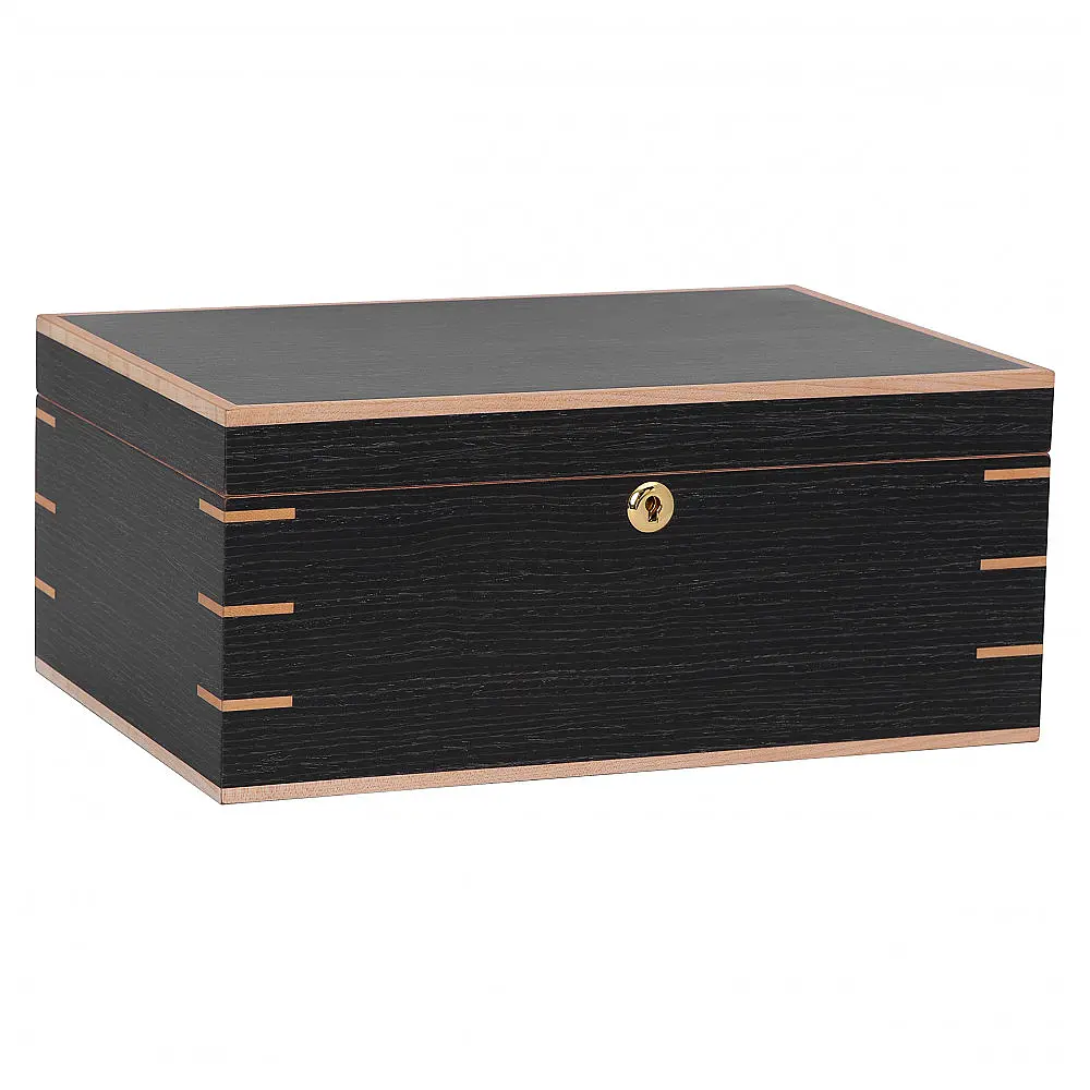 Humidor Desktop Humidor Supreme Carvalho Cinza com Detalhes em Bordo para 45-80 Charutos