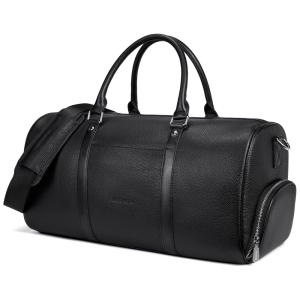 Bolsa de Viagem Masculina Clássica de Couro, BOSTANTEN B8164011Kblack, Preto