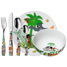 Conjunto de Louça Infantil 6 Peças Jungle Book Cromargan Aço inoxidável Polido, Adequado a Partir de 3 Anos, WMF