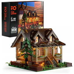 Kit de Construção Cabana de Madeira 2097 Peças, para Crianças a Partir de 8 Anos, FUNWHOLE, Marrom