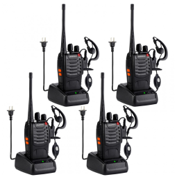 Rádio Comunicador Walkie Talkie Baofeng 888S Recarregáveis de Longo Alcance com Fones para Adultos, 16 Canais, Rádio Profissional, Bateria