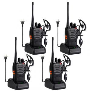 Rádio Comunicador Walkie Talkie Baofeng 888S Recarregáveis de Longo Alcance com Fones para Adultos, 16 Canais, Rádio Profissional, Bateria