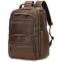 Mochila Masculina para Laptop 43cm 36L de Couro, TAERTII, Marrom