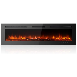 Lareira Elétrica de Embutir A43x152L com Controle Remoto, 110V 1500W, Maxhonor, Preta