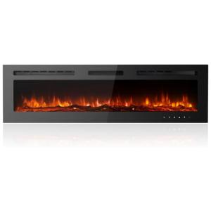 Lareira Elétrica de Embutir A43x152L com Controle Remoto, 110V 1500W, Maxhonor, Preta