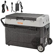 Geladeira Portátil 38L com Zona Dupla e Temperatura Ajustável 12 24 V DC e 100 240 V AC, VEVOR, Preta