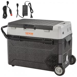 Geladeira Portátil 38L com Zona Dupla e Temperatura Ajustável 12 24 V DC e 100 240 V AC, VEVOR, Preta