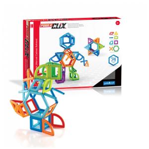 Conjunto de blocos magnéticos Guidecraft PowerClix Frames com 74 peças em ABS translúcido para construções geométricas 2D e 3D STEM