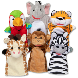 Kit 6 Fantoches de Mão, Tema Animais para Crianças Acima de 2 Anos, Melissa & Doug