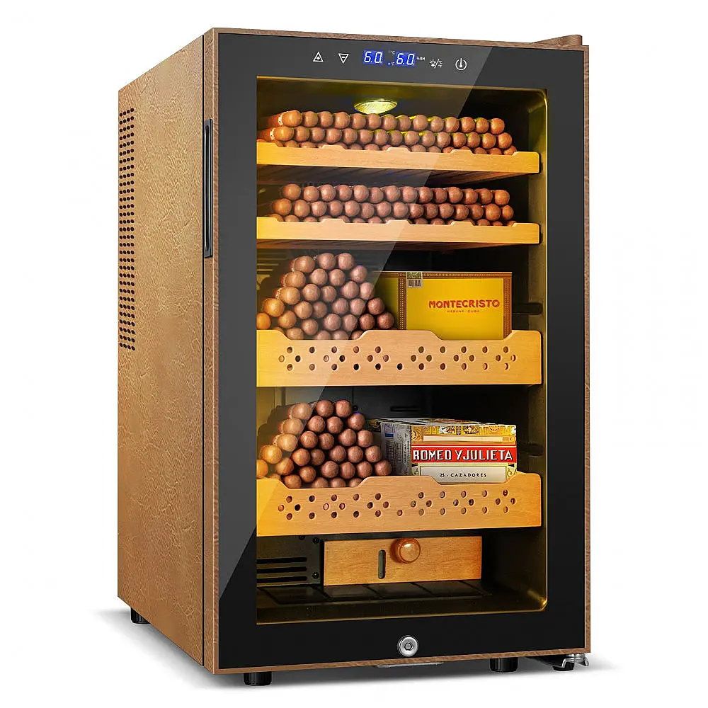 Humidor Elétrico Velieta 70L Marrom-Preto Capacidade 400 Charutos Controle Digital 115V