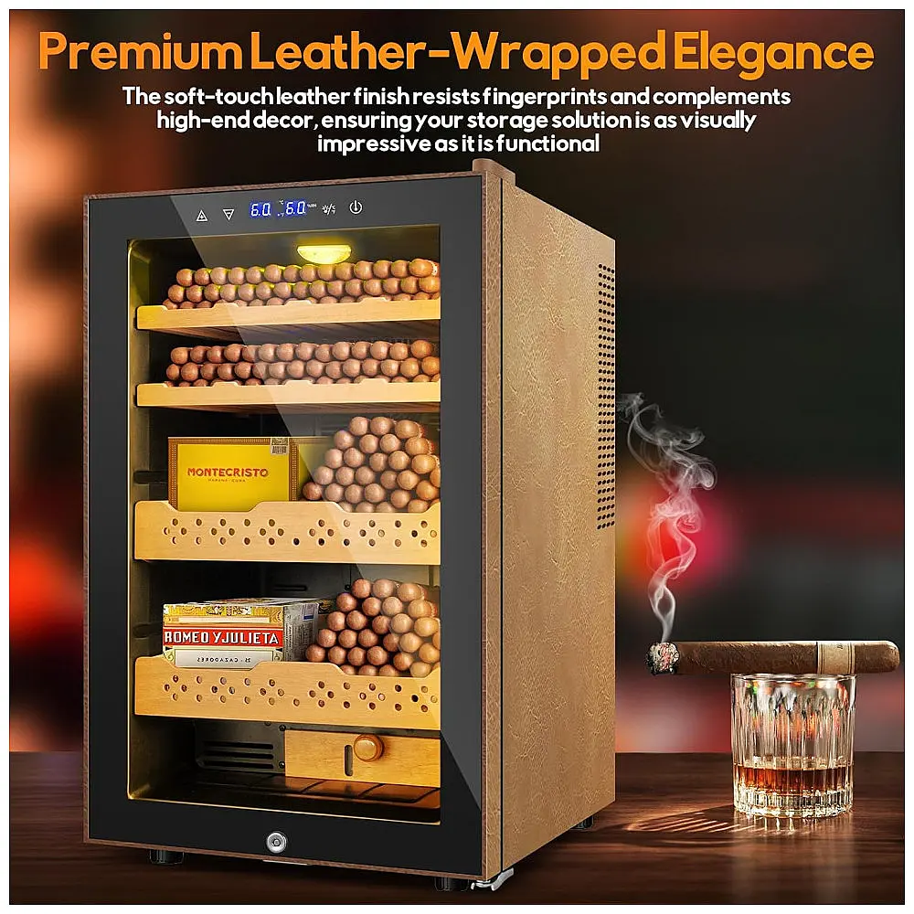 Humidor Elétrico Velieta 70L Marrom-Preto Capacidade 400 Charutos Controle Digital 115V — foto 2