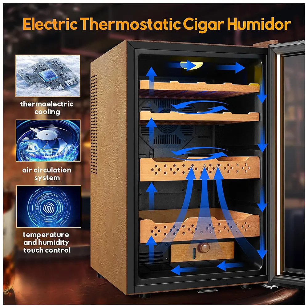 Humidor Elétrico Velieta 70L Marrom-Preto Capacidade 400 Charutos Controle Digital 115V — foto 3
