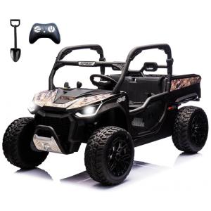 UTV Infantil Elétrico Sopbost Camuflado 24V 2 Lugares 4 Motores 75W Caçamba Grande Automática 4WD Pneus EVA Controle Bluetooth 10Ah