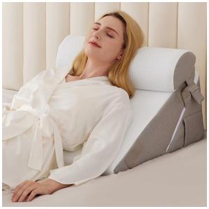 kIt 3 Travesseiros Ortopédicos em Cunha para Alívio de Refluxo Ácido, Dor nas Costas, Leitura, Pós-Cirurgia e Ronco, BIEEZZK, Branco e Cinza